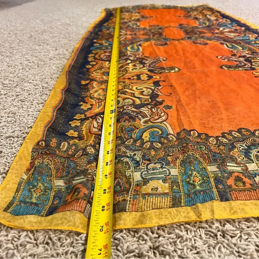 Scarf Large Multi Color Orange Yellow Layering Paisley Scarf Shawl